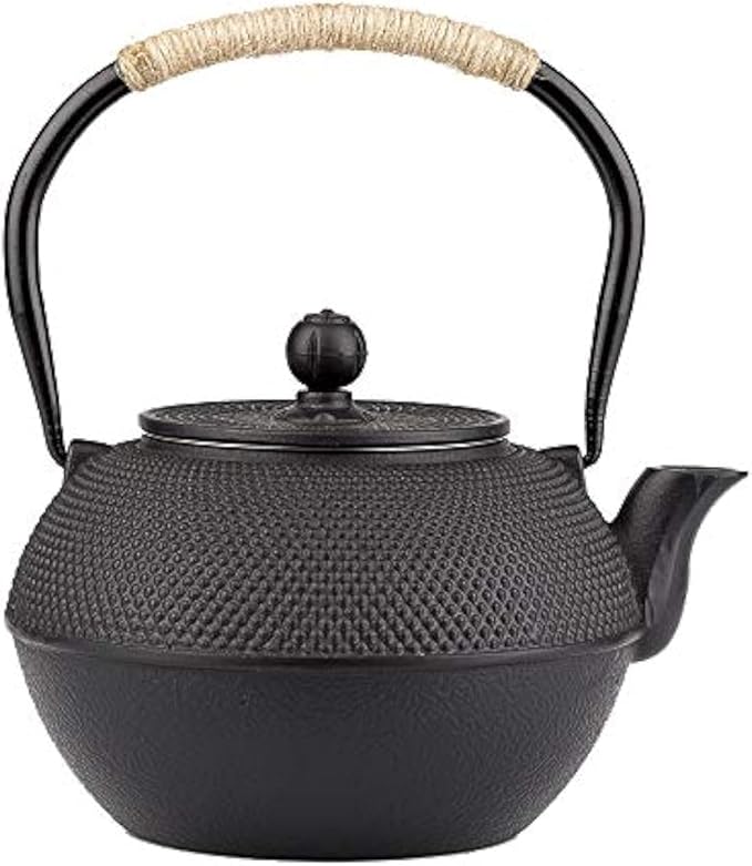 40.6oz Cast Iron Teapot, Japanese Tetsubin Tea Kettle for Stovetop Safe, Black Cast Iron Tea Kettle with Infuser for Loose Leaf, Tea Pot with Enameled Interior, Gift for Tea Lovers