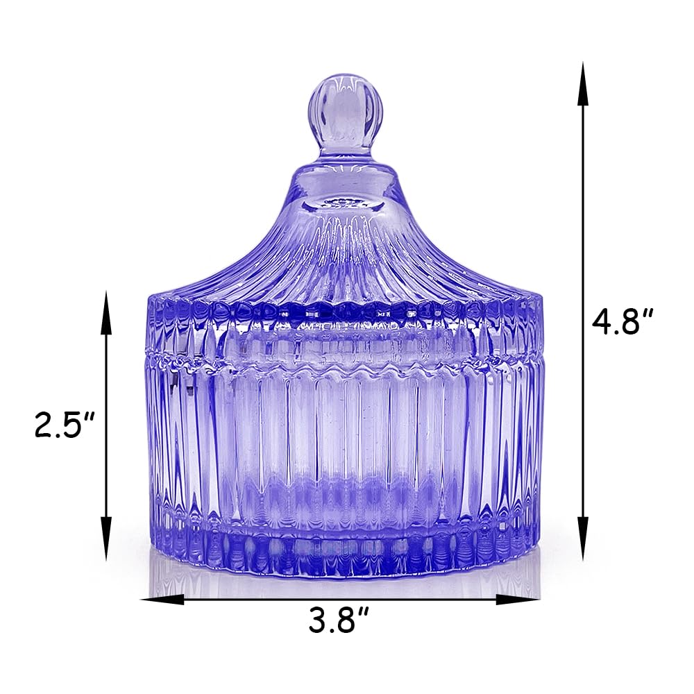 Ultra Soft Powder Puff and Container 3.3" High Density Velvet Dusting Washable Reusable Powder Puff,Body Powder Puff and Glass Jar Holder Loose Powder Box with Puff for Face Makeup(Purple)-BrightBean Baby