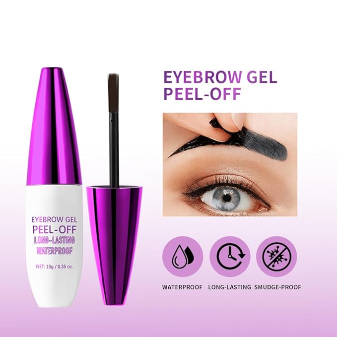 2Pcs Peel Off Eyebrow Tint Gel - Waterproof & Sweatproof All-Day Wear, Transfer-Resistant Tattoo Effect, All Skin Types + Mother’s Day Gift Set, 04#Gray Brown-BrightBean Baby