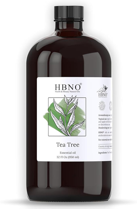 HBNO Tea Tree Oil - Huge 32 oz (950ml) Large Size - Ideal for Diffusers, Cleaning Agents, Deodorizers, and Flavoring Agents.-BrightBean Baby