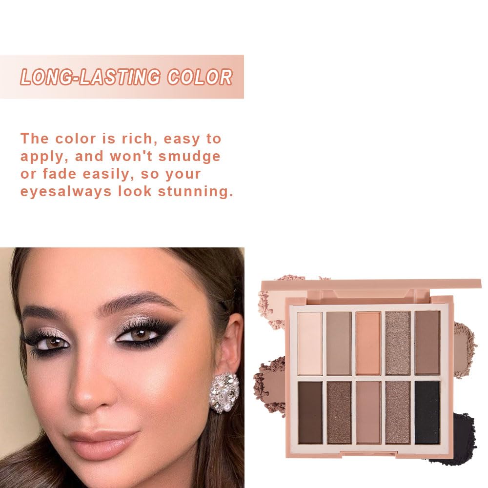 Neutral Nude Eye Shadow Palette,Matte Brown Bronze Naked Cream Eyeshadow Palette,Make Up Pallets for Women Natural Eyeshadows for Eyes Long Lasting Naturing-Looking-BrightBean Baby