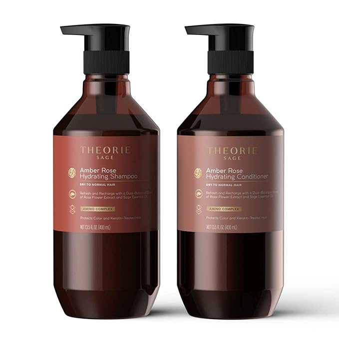 Theorie Amber Rose Hydrating Shampoo- Refresh & Hydrate, Irresistible Scent of Rose, Jasmine & Amber, Suited for All Hair Types-Color & Keratin Treated Hair, 400ML-BrightBean Baby