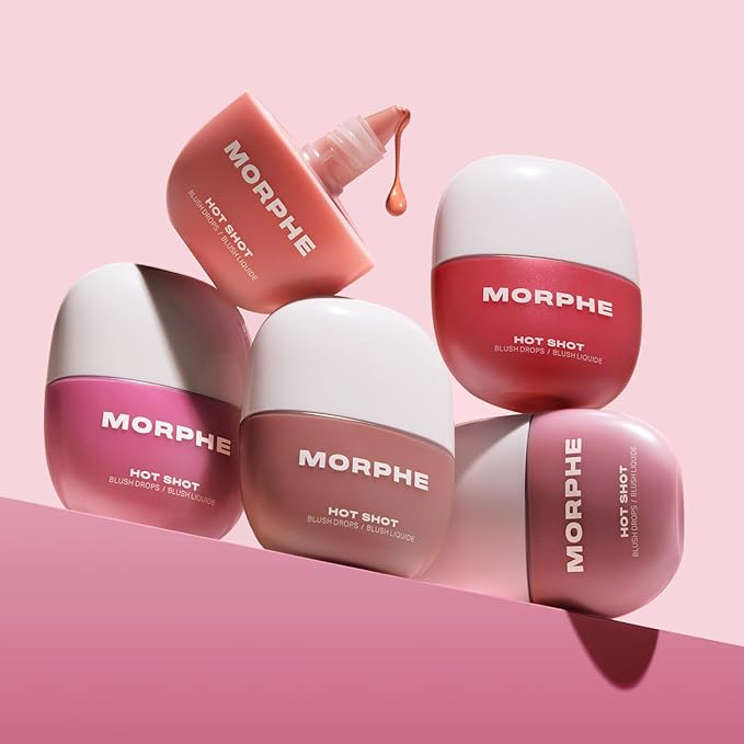 Morphe Hot Shot Blush Drops - Hydrating, Buildable Liquid Blush for Cheeks with Niacinamide and Antioxidants- Buildable, Waterweight Formula for a Natural Finish - Natural Heat (0.5 Fl Oz)-BrightBean Baby