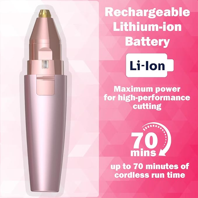Eyebrow Razor & Facial Hair Removal for Women (2 in 1, USB Rechargeable), 100% Painless Hair Removal, Eyebrow Trimmer and Hair Remover Kit with Light for Eyebrow, Face Peach Fuzz, Lips, Body (Pink)-BrightBean Baby
