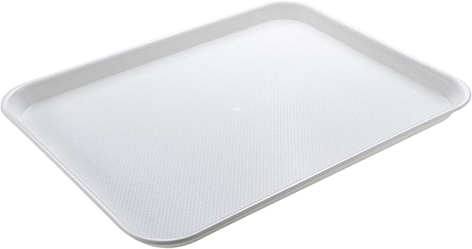 Rectangular Plastic Serving Trays,Fast Food Serving Cafeteria Trays,17"X13",Set of 6(White)