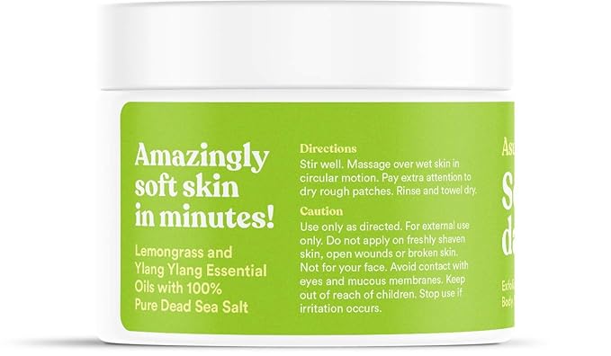 ASUTRA Dead Sea Salt Essential Oil Body Scrub Exfoliator (Uplifting Lemongrass)), 16 oz - Ultra Hydrating, Gentle, & Moisturizing - Coconut, Lemongrass, and Ylang Ylang Oils-BrightBean Baby