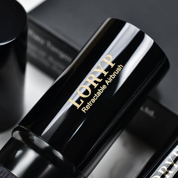 LORYP 4 Pcs Full Face Professional Makeup Brushes Set with Retractable Kabuki Airbrush For Powder,Liquid,Cream,Angled Blush Brush, Foundation Brush, Tapered Highlight Brush-BrightBean Baby