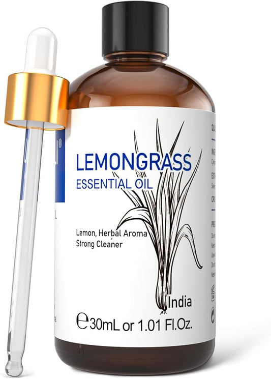 HIQILI 1 Fl Oz Lemongrass Essential Oil, 100% Pure Natural Undiluted for Diffuser, Hair - 30ml-BrightBean Baby