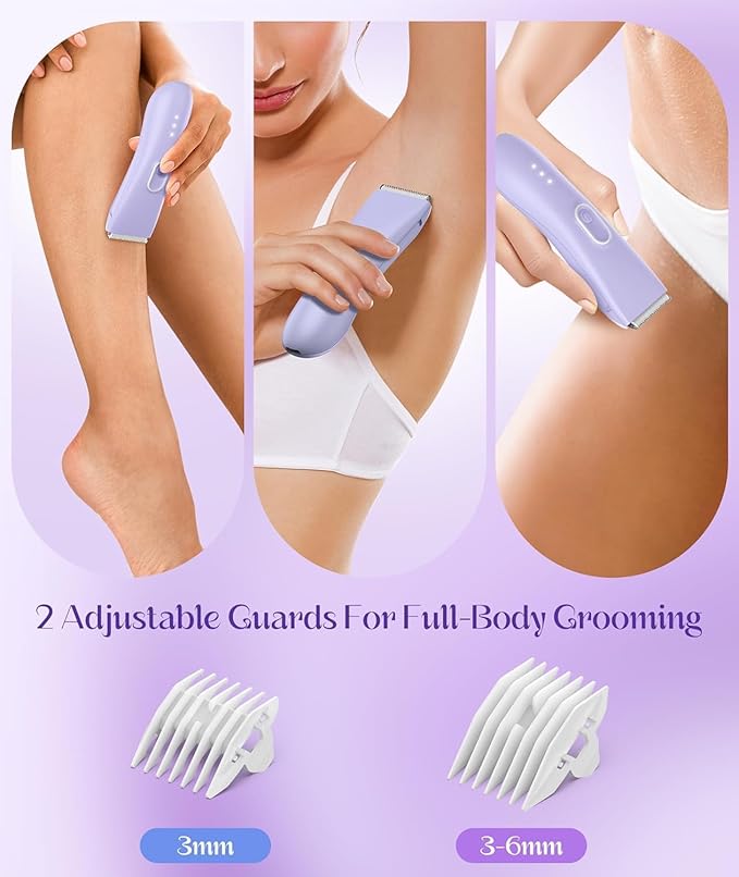 Bikini Trimmer for Women - Painless Pubic Hair Trimmer with 3 Shaving Speeds, IPX7 Waterproof Electric Razor, Cordless Women’s Bikini Shaver for Sensitive Skin-BrightBean Baby