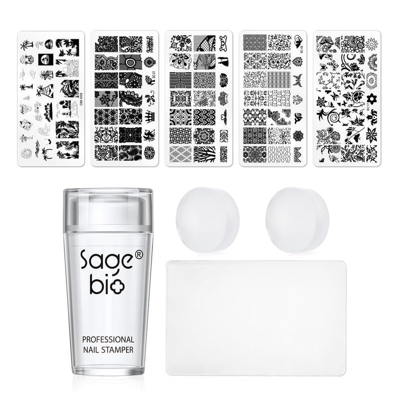 8PCS Nail Art Stamper Clear Silicone Nails Stamping Jelly with Scraper Transparent Visible Body DIY Manicure Nail Art Tool O-BrightBean Baby