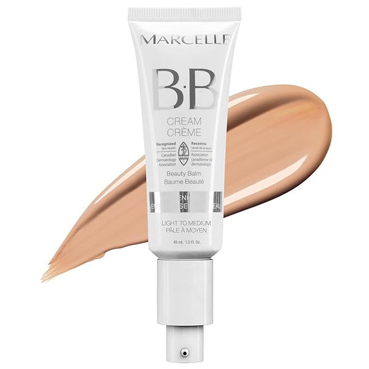 Marcelle BB Cream Beauty Balm, Light to Medium, Tinted Moisturizer, Skin Enhancer, Lightweight, Hydrating, Hypoallergenic, Non-Comedogenic, Fragrance-Free, Paraben-Free, Oil-Free, Cruelty-Free, 45 mL-BrightBean Baby