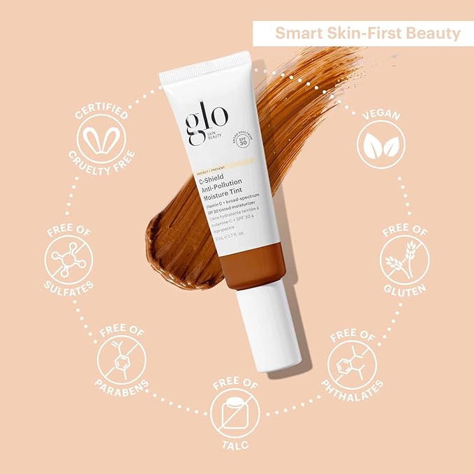Glo Skin Beauty C-Shield Anti-Pollution Moisture Tint - Tinted Moisturizer With SPF 30 for Face, Broad Spectrum Protection & Vitamin C, 1.7 Oz (10W-Dark)-BrightBean Baby