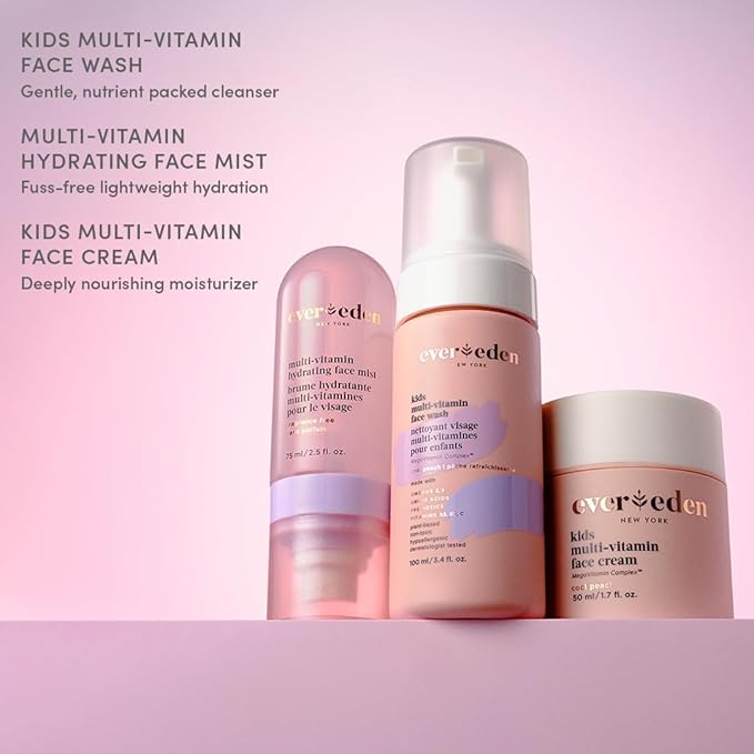 Evereden Kids Multi-Vitamin Hydrating Face Mist | Nourishing Face Spray, Preppy Skincare Essential for Ages 6+ | Clean Formula Safe for Sensitive Skin | Multi-Vitamin Complex, Peach & Mango Juice-BrightBean Baby