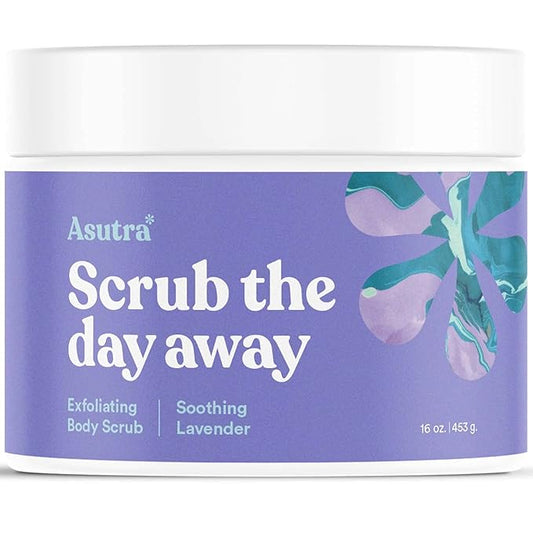 ASUTRA Dead Sea Salt Essential Oil Body Scrub Exfoliator (Soothing Lavender), 16 oz - Ultra Hydrating, Gentle, & Moisturizing - Coconut, Lavender, and Bergamot Oils-BrightBean Baby