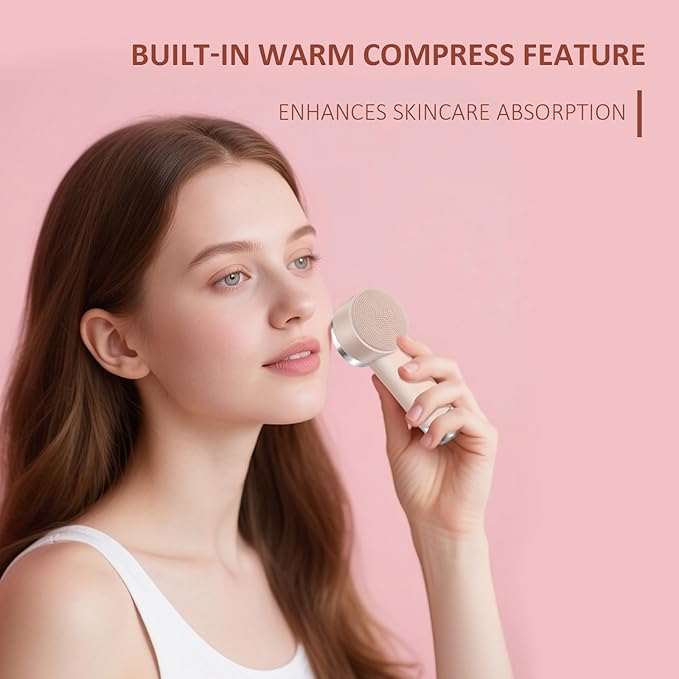 DAROMA Ultra-Soft Silicone Electric Face Scrubber - Rechargeable 2-in-1 Heating & Exfoliating Pore Cleaning Brush | Gentle Facial Cleansing Brush for Deep Cleaning | Facial Exfoliating Tools-BrightBean Baby