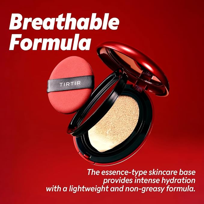 TIRTIR Mask Fit Red Cushion Foundation | Full coverage, Weightless, Skin fit, Satin Glow Finish, Korean Makeup BB Foundation, beauty, Tattoo cover up, Buildable (#31N French Beige, 0.63 Fl Oz)-BrightBean Baby