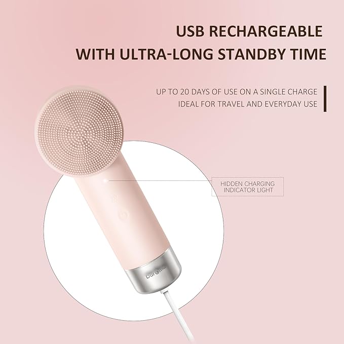 DAROMA Ultra-Soft Silicone Electric Face Scrubber - Rechargeable 2-in-1 Heating & Exfoliating Pore Cleaning Brush | Gentle Facial Cleansing Brush for Deep Cleaning | Facial Exfoliating Tools-BrightBean Baby