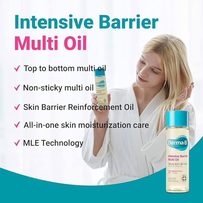 Derma B | Intensive Barrier Multi Body Oil | Moisturizing Non-Sticky Multi-Use Oil After Shower | 10 Botanical Skin Oil for Sensitive Skin | Korean Body Oils for Women & Men | 4.56 fl oz (135ml)-BrightBean Baby