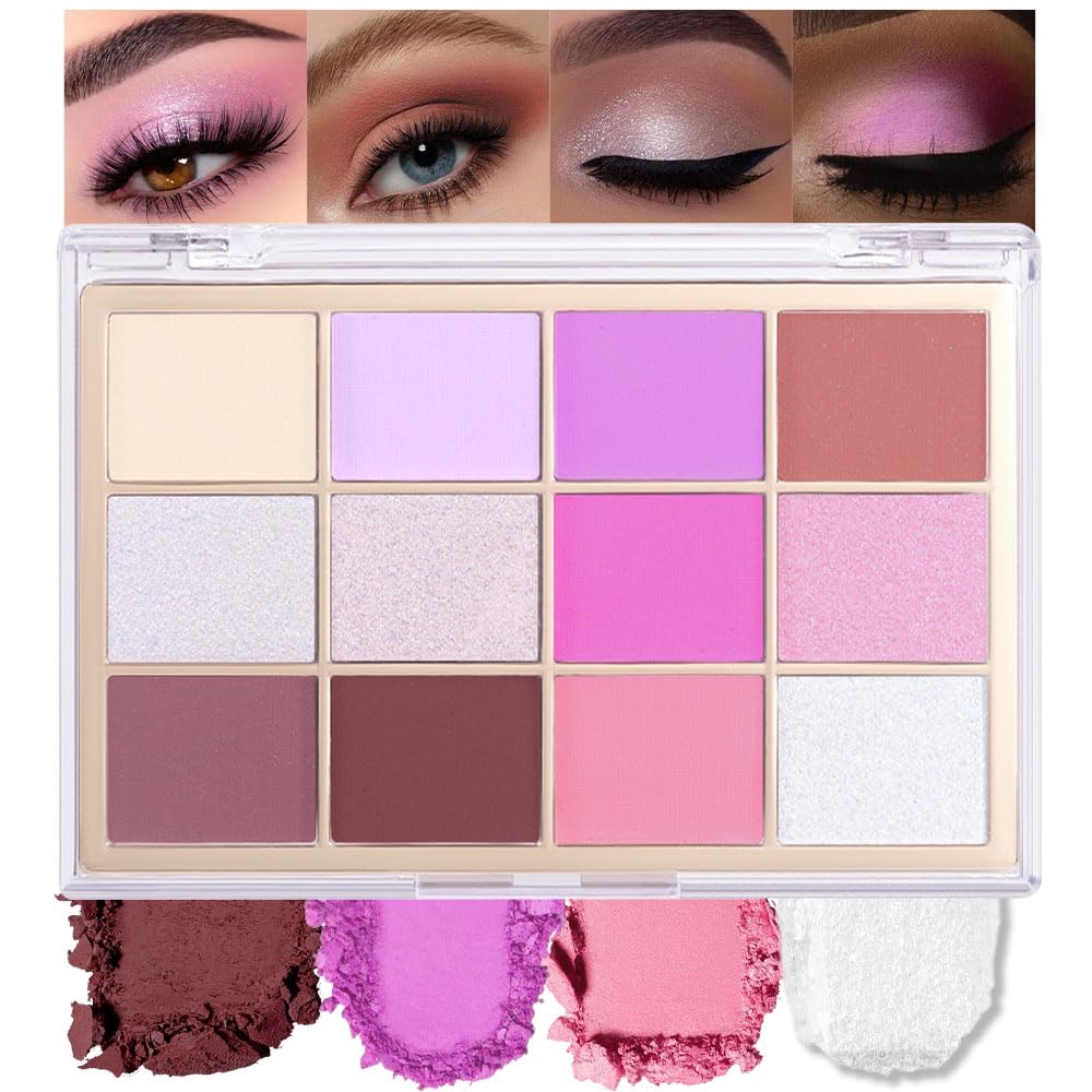 Silver Purple Mauve Eyeshadow Palette,Natural Neutral Warm Cream Light Colors Eyeshadow Palette,Eye Shadow Palette Long Lasting Naturing-Looking Make Up Pallets for Women,Vegan-BrightBean Baby
