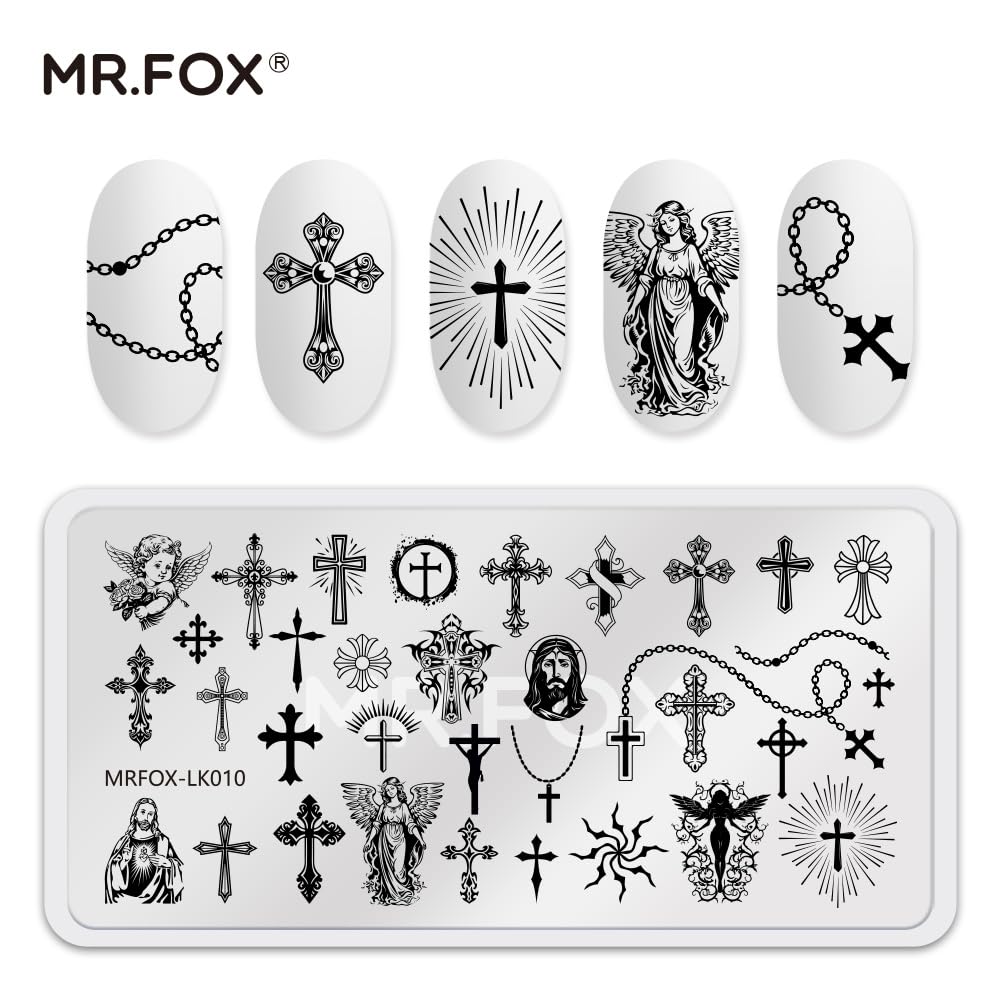 6 Pcs Nail Plates Stamping Set Rose Snake Butterfly Egyptian Cross Nail Art DIY Stamping Template-BrightBean Baby
