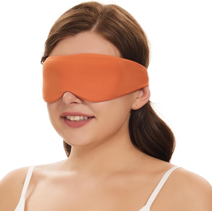 ALASKA BEAR Sleep Mask for Side Sleepers Patented Design, Cup-Shaped and Extra-Soft, 100 Blackout Eye Mask Shades Cover for Men and Women Home or Travel, Machine Washable, Tangerine-BrightBean Baby