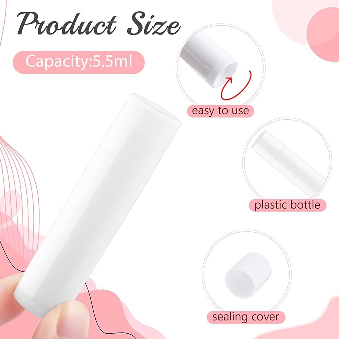 100 Pcs 5.5ml Bulk Empty Lip Balm Tubes Refillable Plastic Lip Gloss Container Travel Lipstick Tubes Chapstick Tubes Holder For DIY Homemade Lip Balm (white)-BrightBean Baby
