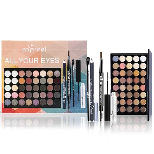 All in One Eyeshadow Palette Makeup Set, Makeup Kits with Makeup Brush, Mascara, Eyebrow Pen,Travel Makeup Bundle Holiday Surprising Makeup Gift Box for Women Girls, Vegan, Maquillage-BrightBean Baby