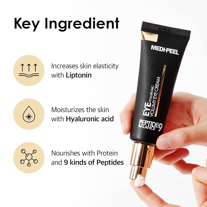 Medi-Peel Peptide9 Hyaluronic Volumy Eye Cream, Anti-Aging, Brightening, Reduces Wrinkles, Under Eye Bags, Dark Circles & Puffiness Care, Hyaluronic Acids, Enhance Elasticity, Korean Skin Care-BrightBean Baby