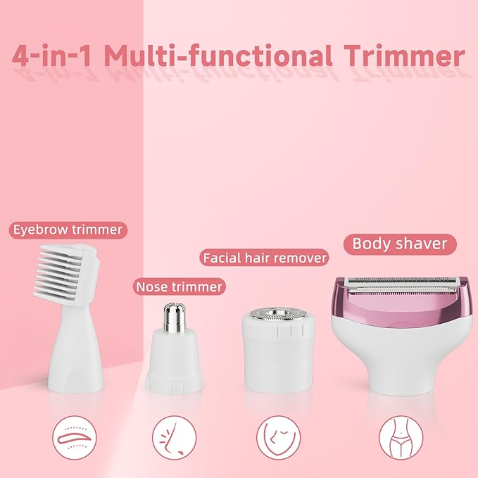 RUIM Electric Razor for Women, 4-in-1 Bikini Trimmer, Waterproof Electric Shaver for Women, Rechargeable Painless Pubic Hair Trimmer-BrightBean Baby