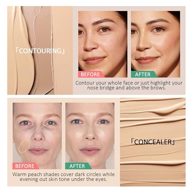 Concealer Cream Makeup Palette Color Corrector,Under Eye Brightener Concealer Dark Circle Concealer Palette,Waterproof Foundation Cream Based Makeup Palette Full Face Contour Kit for Beginners-BrightBean Baby