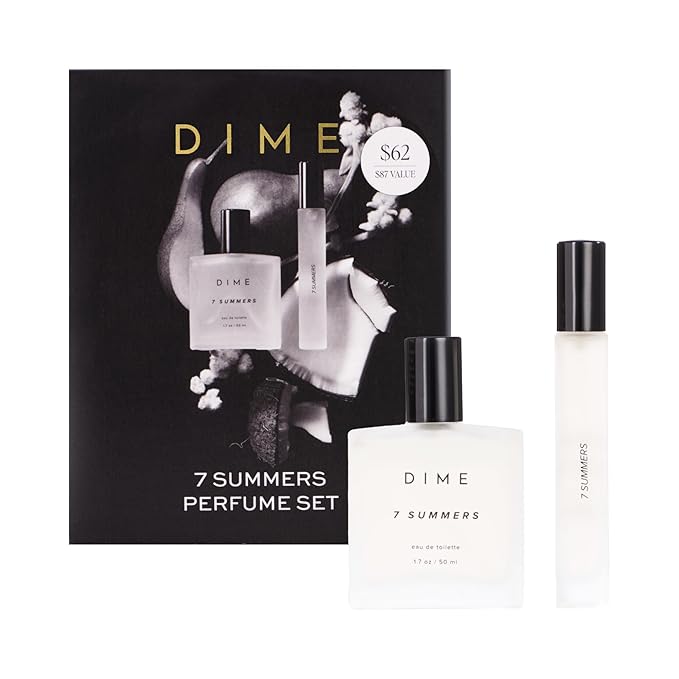 Dime Beauty 7 Summers Perfume Set ($87 Value) - Includes 50 ml + Travel Size 10 ml, Sweet Floral Scent, Clean Fragrance Eau de Toilette for Women, Hypoallergenic-BrightBean Baby