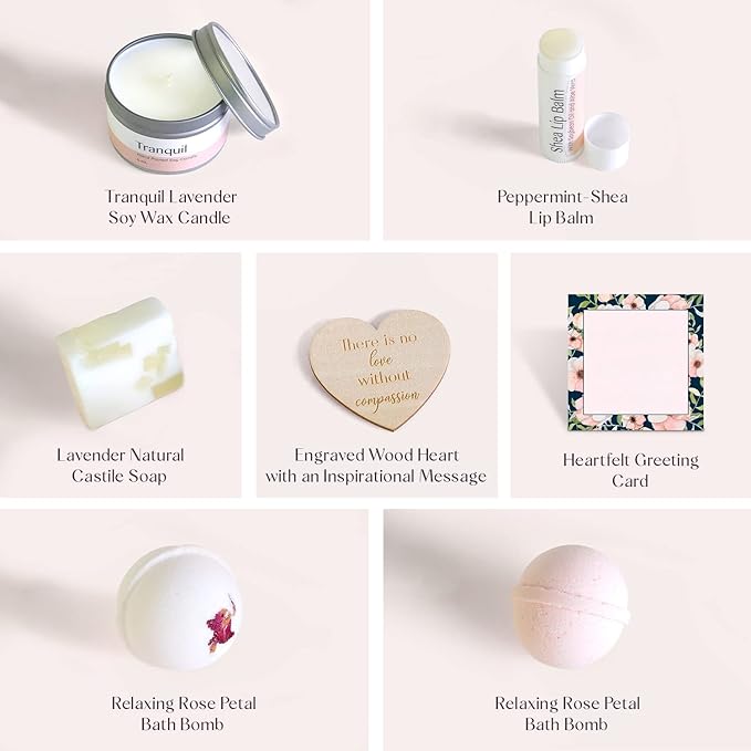 Dear Ava Spa Gifts for Women and Girls - Organic Self Care Luxury Gifting Idea Kit Set Basket - Anti Stress Relaxing Bath and Body Gift Box for Her with Heartfelt Card Confirmation Gift for Girls-BrightBean Baby