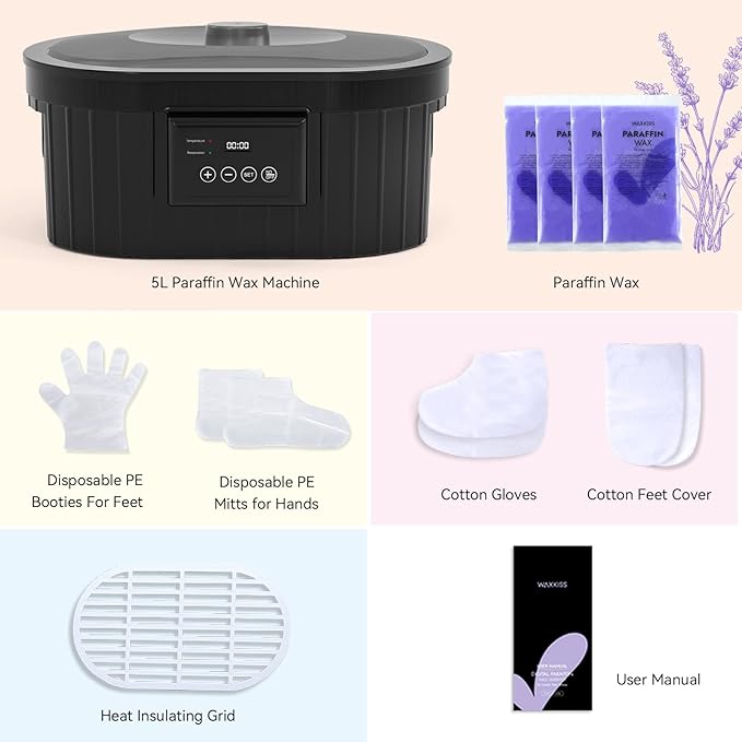 Paraffin Wax Machine for Hand and Feet, Waxkiss 5000ml Paraffin Bath with Lavender Paraffin Wax Warmer for Professional Spa & Arthritis Treatment At Home-BrightBean Baby