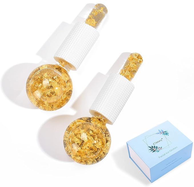 Ice Cryo Sticks Facial Globe with Golded Essence- 2PC Cooling Globes for Cold or Hot Skin Massagers, Face Globe for Skin Care Routine-BrightBean Baby