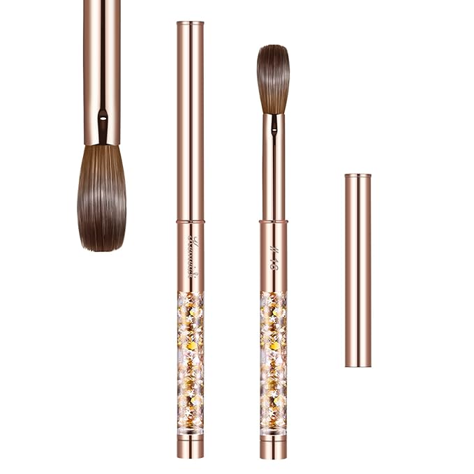 Acrylic Nail Brush Size #16,KEMEISI 100% Pure Kolinsky Nail Art Brushes Sturdy Handle Oval Shaped Acrylic Powder Nail Design Tools for Professional Manicure DIY Home Salon (Gold)-BrightBean Baby