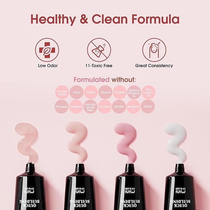 Poly Nail Gel Kit -20 Colors + 76 Nail Art Accessories ROSALIND Nude Clear Poly Nails Gel Kit Starter Kit with Slip Solution Nude Pink Nails Extensions with Mini UV Lamp-BrightBean Baby