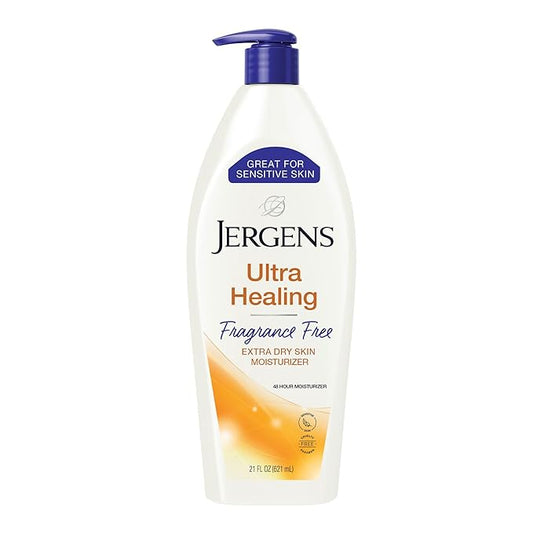 Jergens Ultra Healing Dry Skin Lotion, Hand and Body Moisturizer for Quick Absorption into Extra Dry Skin with Hydralucence Blend, Vitamins C, E and B5, White, 21 oz-BrightBean Baby