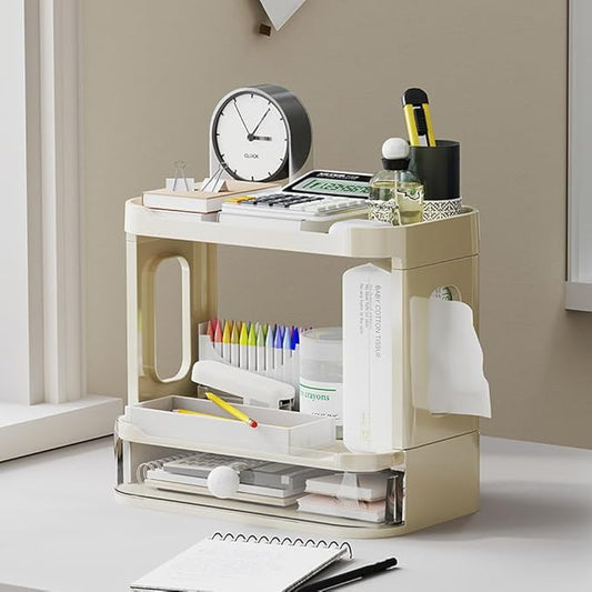 3-Tier Desk Organizers & Dispensers，Mail Holder for Office Desk Organization，Kitchen Spice Rack or Bathroom Countertop Organizer, Gift for Teachers, Classmates, and Friends (Beige)-BrightBean Baby