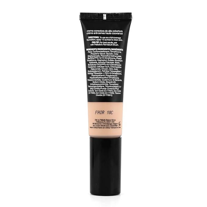 Palladio Full-Coverage Color Correction CC Cream, Oil-Free with Peptides & Vitamin C, Best for Correcting Redness and Uneven Skin Tone, Buildable Foundation Coverage (Fair 10C)-BrightBean Baby