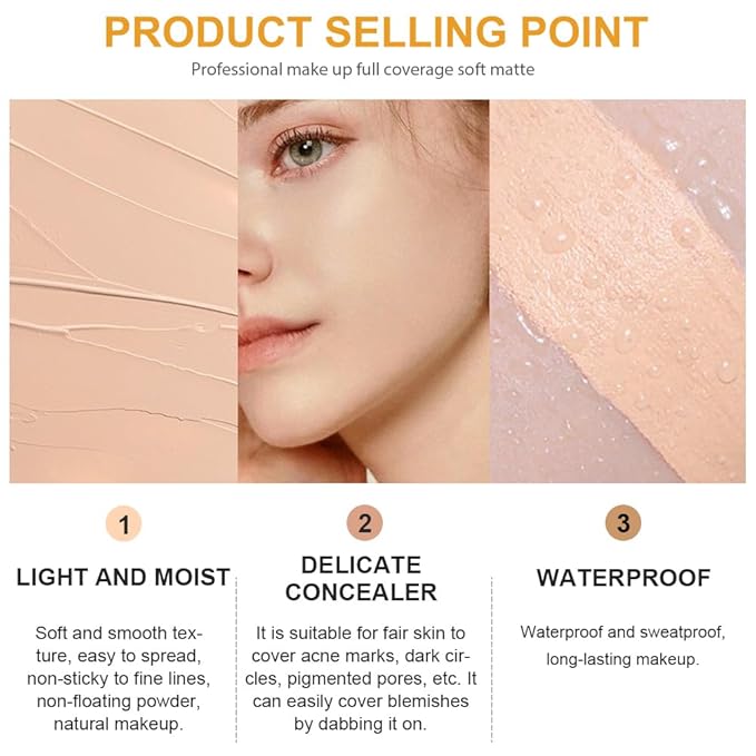 Kaely Pot Concealer Full Coverage Set,under Eye Brightener Concealer for Conceals Dark Circles,Waterproof Foundation Face Makeup Brush Kit,Color Correcting Concealer,Eye Ring corrector de ojeras 02-BrightBean Baby