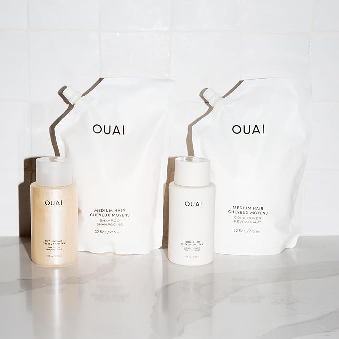 OUAI Medium Shampoo - Hydrating Shampoo with Coconut Oil, Babassu, Kumquat Extract and Keratin - Strengthens, Nourishes and Adds Shine - Paraben, Phthalate and Sulfate Free Hair Care Products (10 Oz)-BrightBean Baby