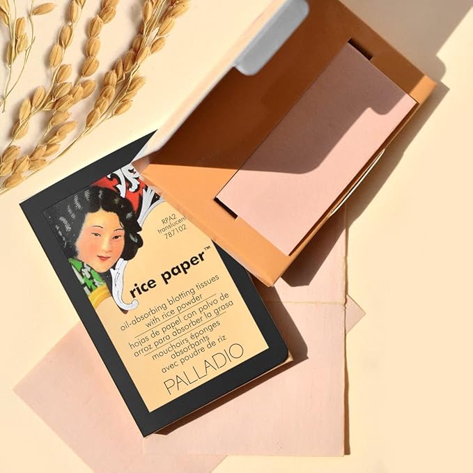Palladio Rice Paper Facial Tissues for Oily Skin, Face Blotting Sheets Made from Natural Rice, Oil Absorbing Paper with Rice Powder, 2 Sided, Instant Results, Warm Beige, 40 Count, Pack of 1-BrightBean Baby