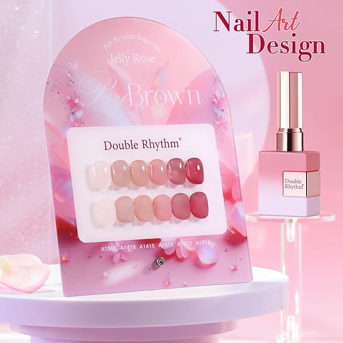 Double Rhythm 6 Pcs 15 ML Gel Polish Set Same Color Same Bottle Soak Off Gel Polish Kit Nail Art Manicure Salon DIY at Home for Women (Jelly Translucent Rose Pink Burgundy Red-T6-2)-BrightBean Baby