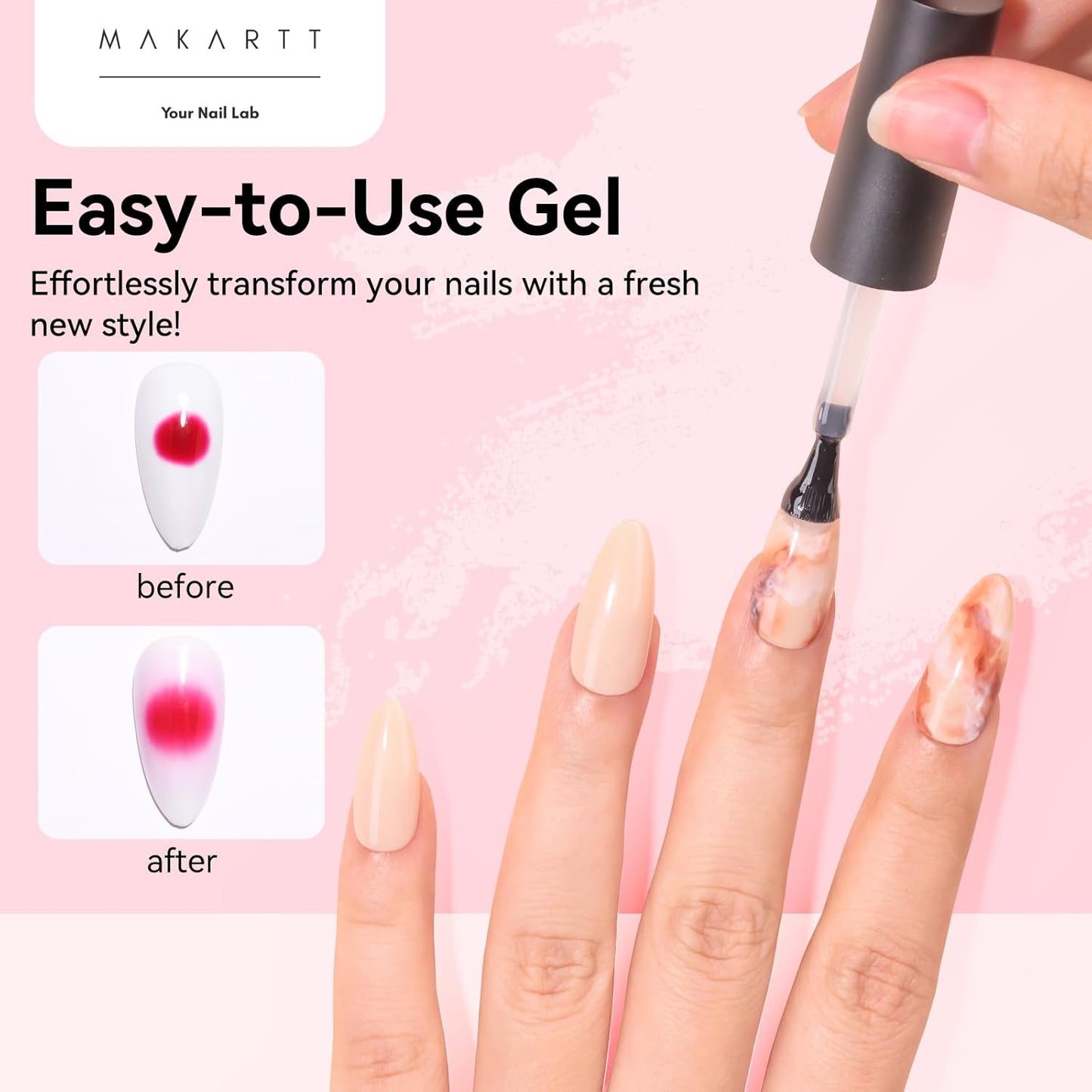 Makartt Blooming Gel-Clear 2 Pcs Marble Gels Nail Polish Blossom Gels for Spreading Effect,Gel Paint Nail Art Supplies for Watercolor Design,Floral Print, Nail Art Design DIY Manicure for Women-BrightBean Baby
