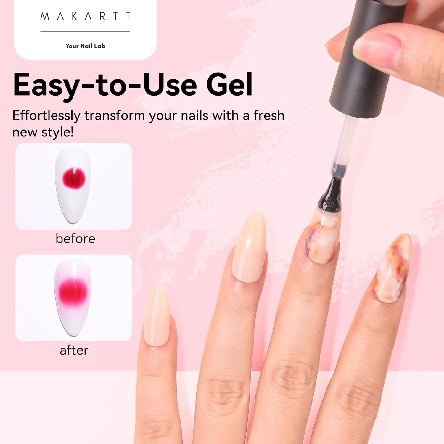 Makartt Blooming Gel-Clear 2 Pcs Marble Gels Nail Polish Blossom Gels for Spreading Effect,Gel Paint Nail Art Supplies for Watercolor Design,Floral Print, Nail Art Design DIY Manicure for Women-BrightBean Baby