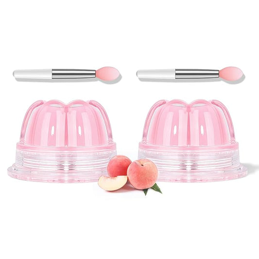 2Pc Jelly Lip Mask Overnight,Fruity Peach Lip Sleeping Mask Day Night Repair Kawaii Lip Balm Hydrate Plump Dry Lip Scrubs Exfoliator,Lip Care Lip Moisturizer with Collagen-Peach-BrightBean Baby