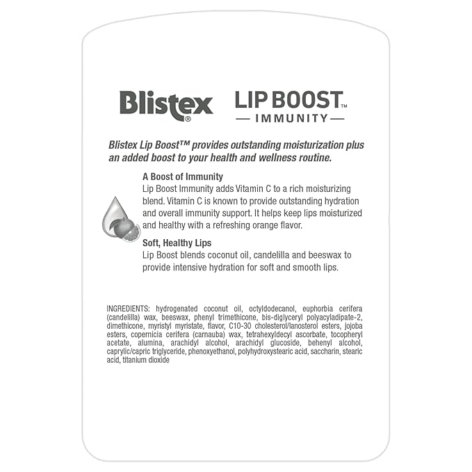 Blistex Lip Boost Immunity, Lip Balm, Intensive Hydration, Vitamin C, Coconut Oil & Beeswax, Moisturizer (Pack of 2)-BrightBean Baby