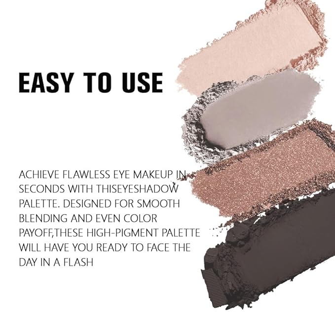 4 Colors Light Beige Gray Brown Black Eye Shadow Powder Palette Makeup, Neutral Matte Shimmer Cream Quads Eyeshadow Palette for Women Highly Pigmented Waterproof, paleta de sombras de ojos, Vegan, 07-BrightBean Baby