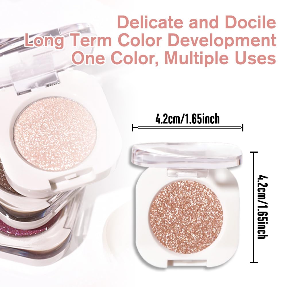 Single Glitter Shimmer Sparkle Eye shadow Palette Makeup, Light Brown Glitter Eyeshadow for Women, Pigmented Waterproof Sombras Para Ojos, Vegan, Talc, Paraben & Cruelty Free, 09-BrightBean Baby