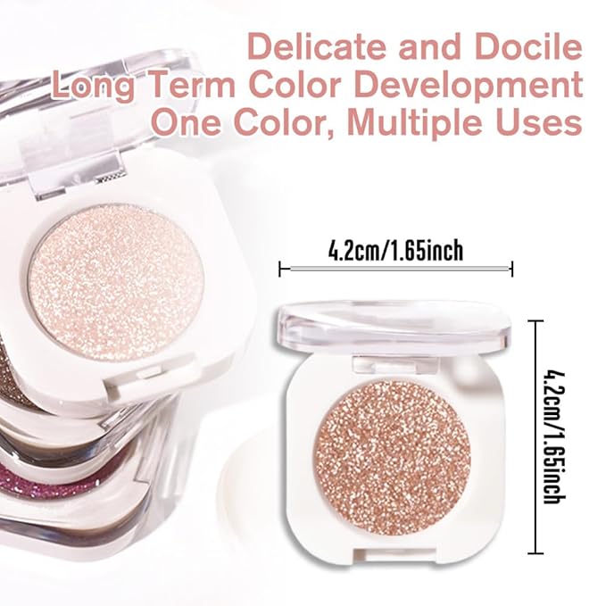 Light Brown Single Glitter Eyeshadow Makeup, Neutral Powde Eye Shadow for Women, Brown Shimmer Singles Eyeshadow Palette Pigmented Waterproof, sombras para ojos,Girls Monochrome Eyeshadows Gift-BrightBean Baby